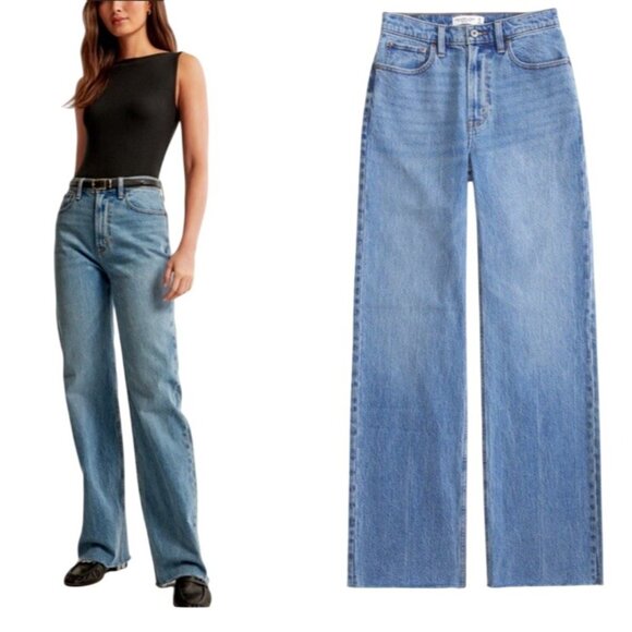 Abercrombie & Fitch Women’s 29/8 The 90s Relaxed High Rise Jeans Bootcut Leg - Picture 1 of 16